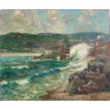 William Graham BUXTON (1858-1926) St Ives Pier on a rough day