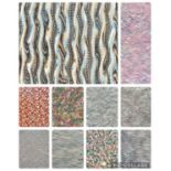 Hand-marbled patterned bookbinding paper Twenty five sheets 63.5cm x 45cm