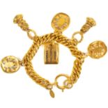 A Chanel gold tone charm bracelet.