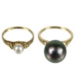 A 9ct Tahitian cultured pearl ring by Gemporia.