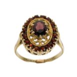 A 9ct garnet set cluster dress ring.