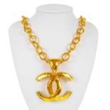 A Chanel large CC pendant necklace.