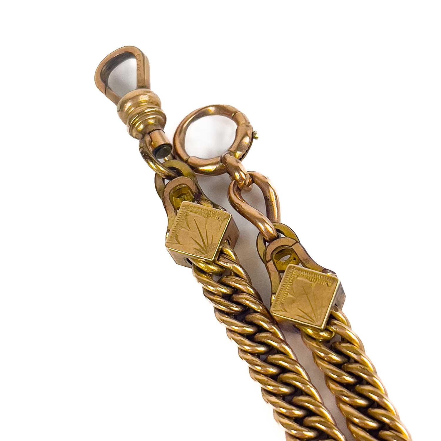 A 9ct rose gold and gold plated Albert watch chain with an 1871 sovereign 9ct mounted fob. - Image 5 of 5