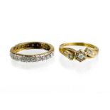 Two 9ct diamond set rings.