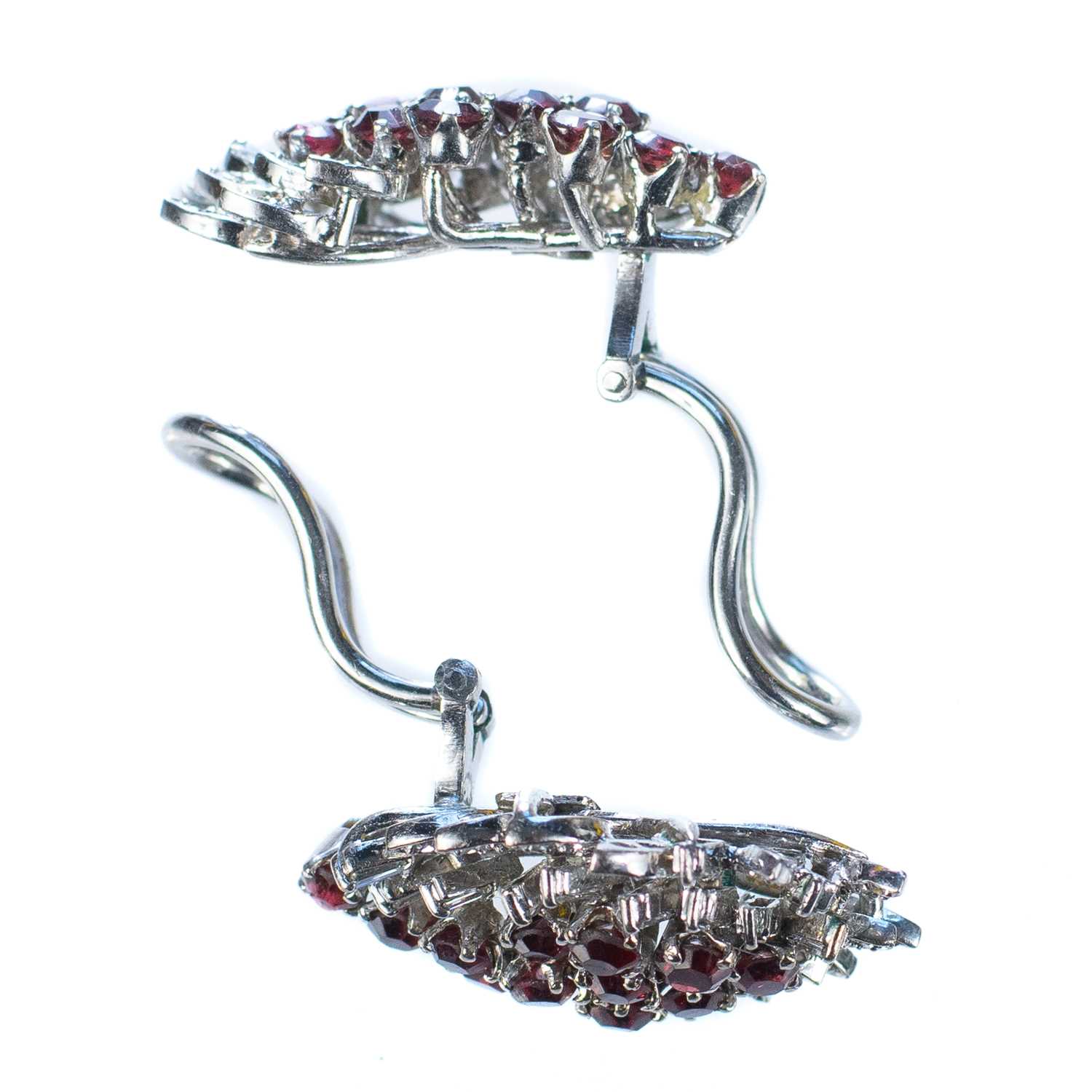An attractive pair of white gold diamond and ruby clip earrings. - Image 3 of 5