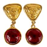 A pair of Chanel red Gripoix clip earrings.