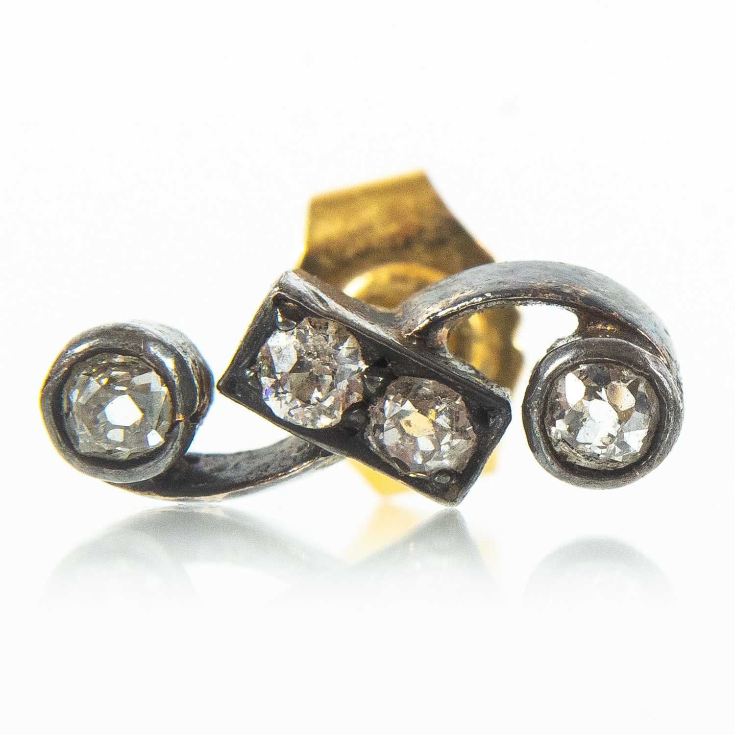 A pair of early 20th century bi-colour gold and diamond set stud earrings. - Image 4 of 6