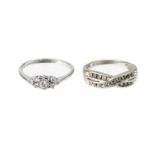 Two modern 9ct white gold diamond set rings.