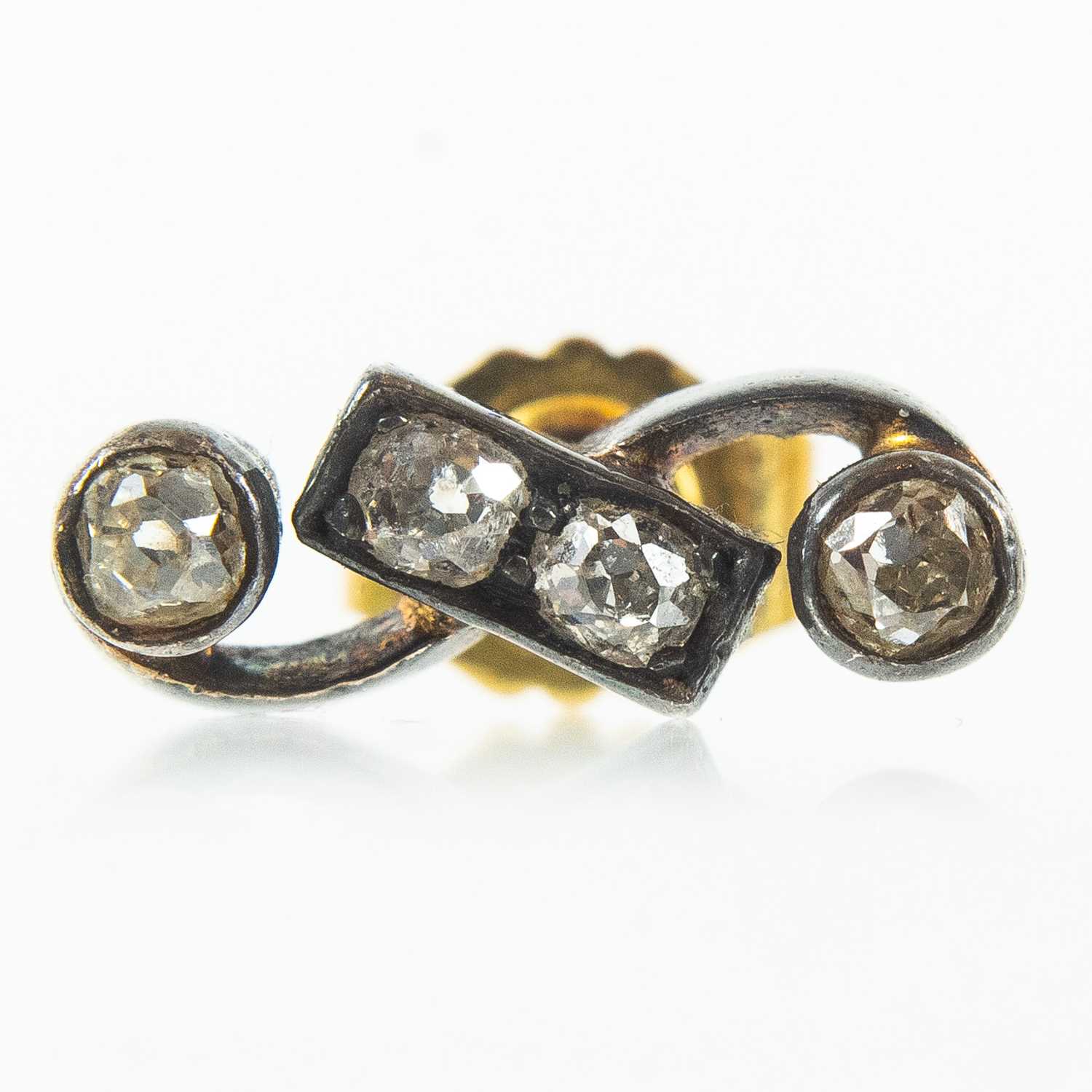 A pair of early 20th century bi-colour gold and diamond set stud earrings. - Image 3 of 6