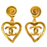 A Chanel desirable heart shaped pendant clip earrings from the 'Barbie' collection.