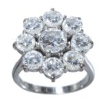 An impressive 18ct white gold diamond cluster ring.