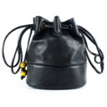 A Chanel black cavier leather tote bag.