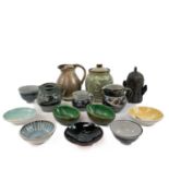 A collection of studio pottery.