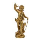 A French spelter figure of Cupid.