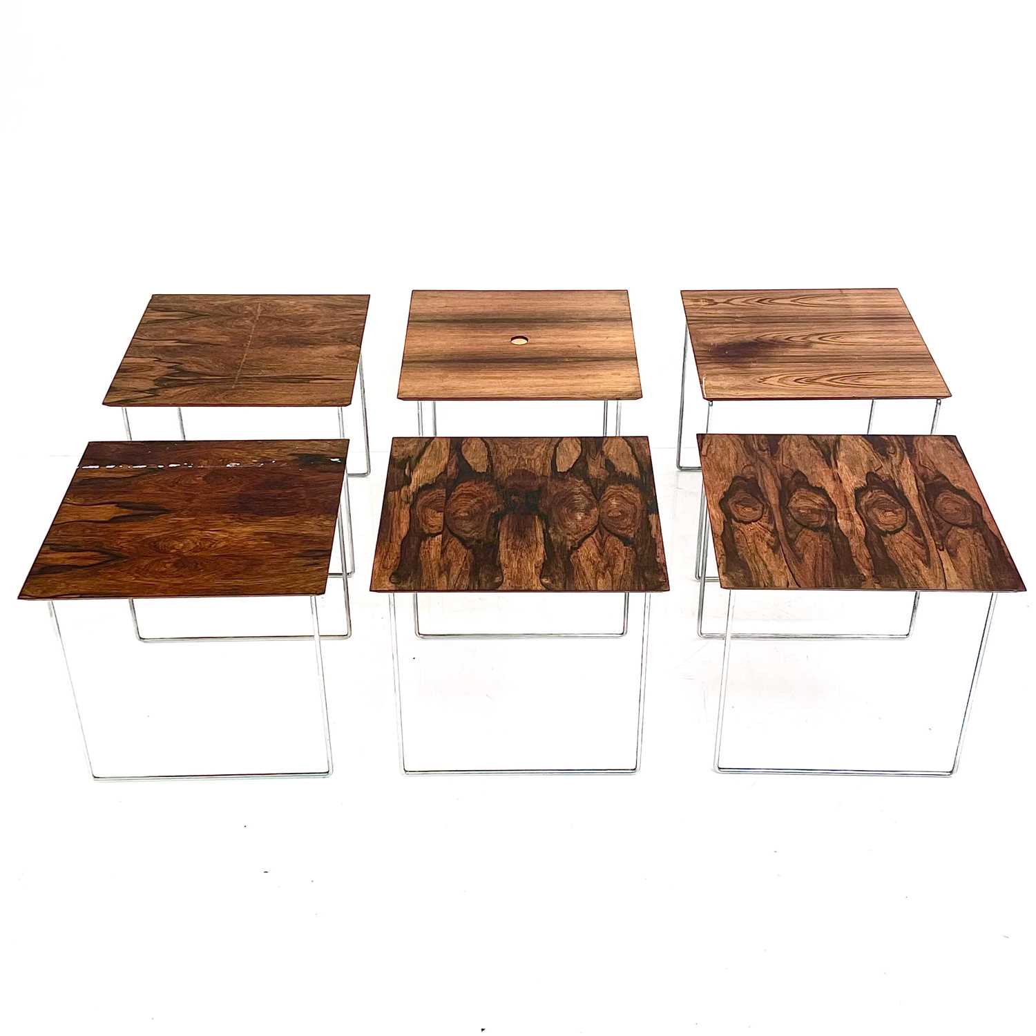 A Danish rosewood cube table nest set by G P Farum.