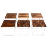 A Danish rosewood cube table nest set by G P Farum.