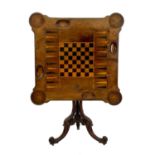 A mahogany pedestal games table.