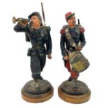 After Emile Guillemin, a pair of French coloured spelter figures.