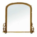 A 19th century gilt over mantle mirror with twisted rope and tassel decoration.