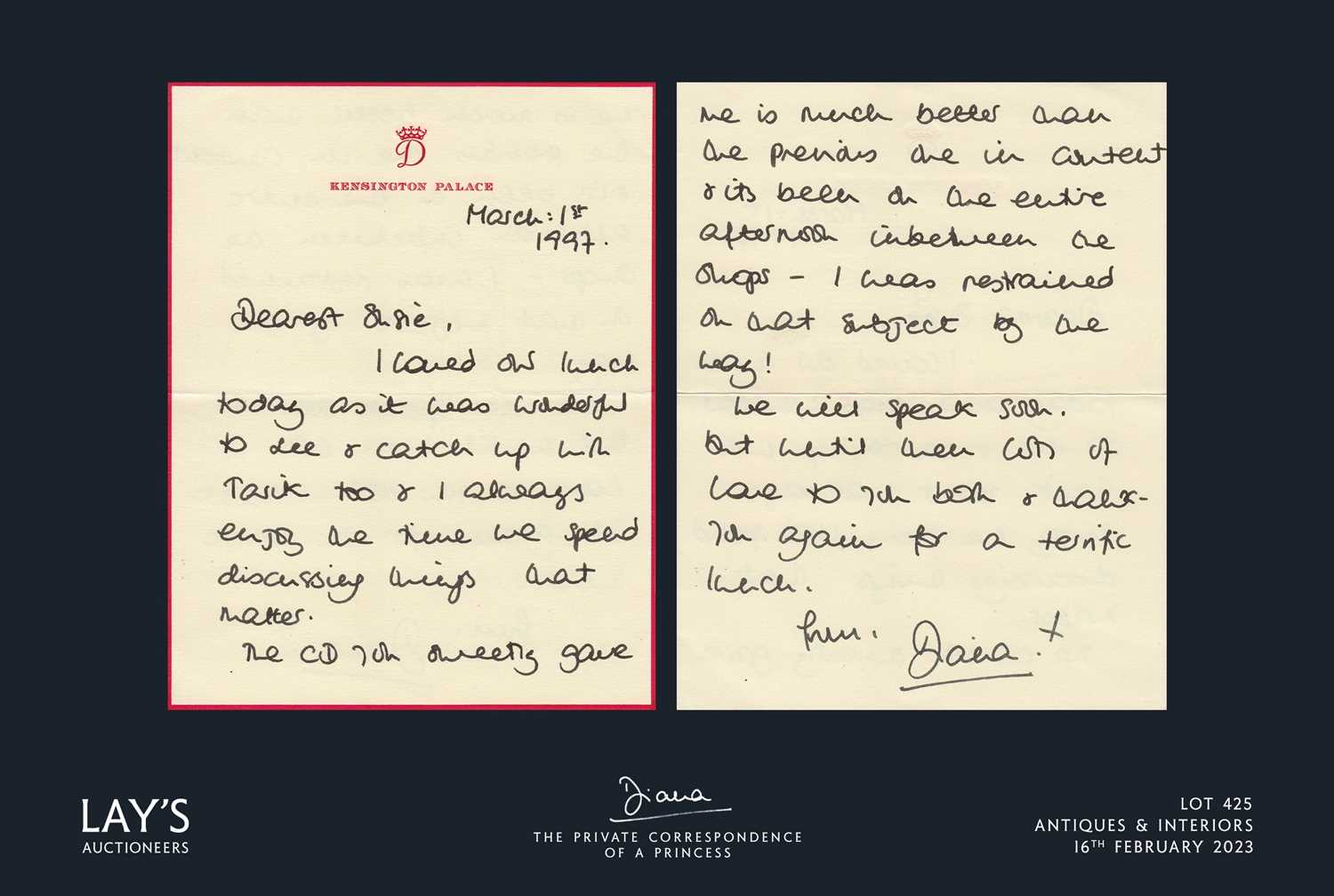 Diana - The Private Correspondence of a Princess A collection of letters and notecards written by Di