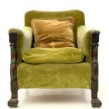 A mahogany framed upholstered club type armchair.