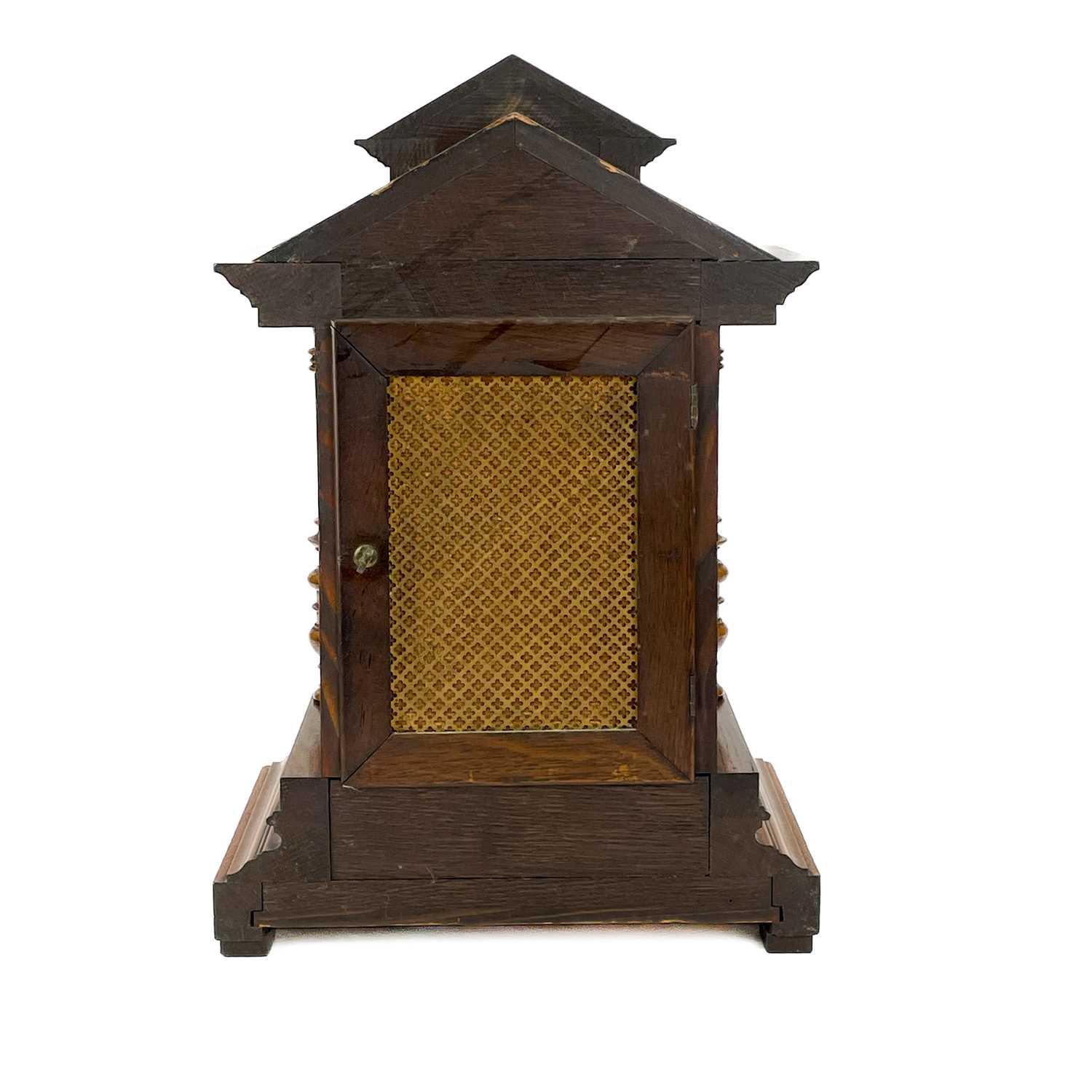 A German oak cased quarter striking mantel clock. - Image 6 of 12