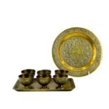 A set of six Ottoman brass zarf cups.