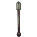 An early Victorian figured walnut stick barometer, by Heath, Plymouth.