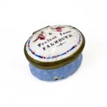 A late 18th century South Staffordshire or Battersea enamel patch box