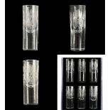 A set of six Russian imperial cylindrical vodka glasses.