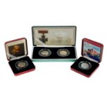 Great Britain 50 pence silver proof cased 2005 to 2007. All with certificates of authenticity.