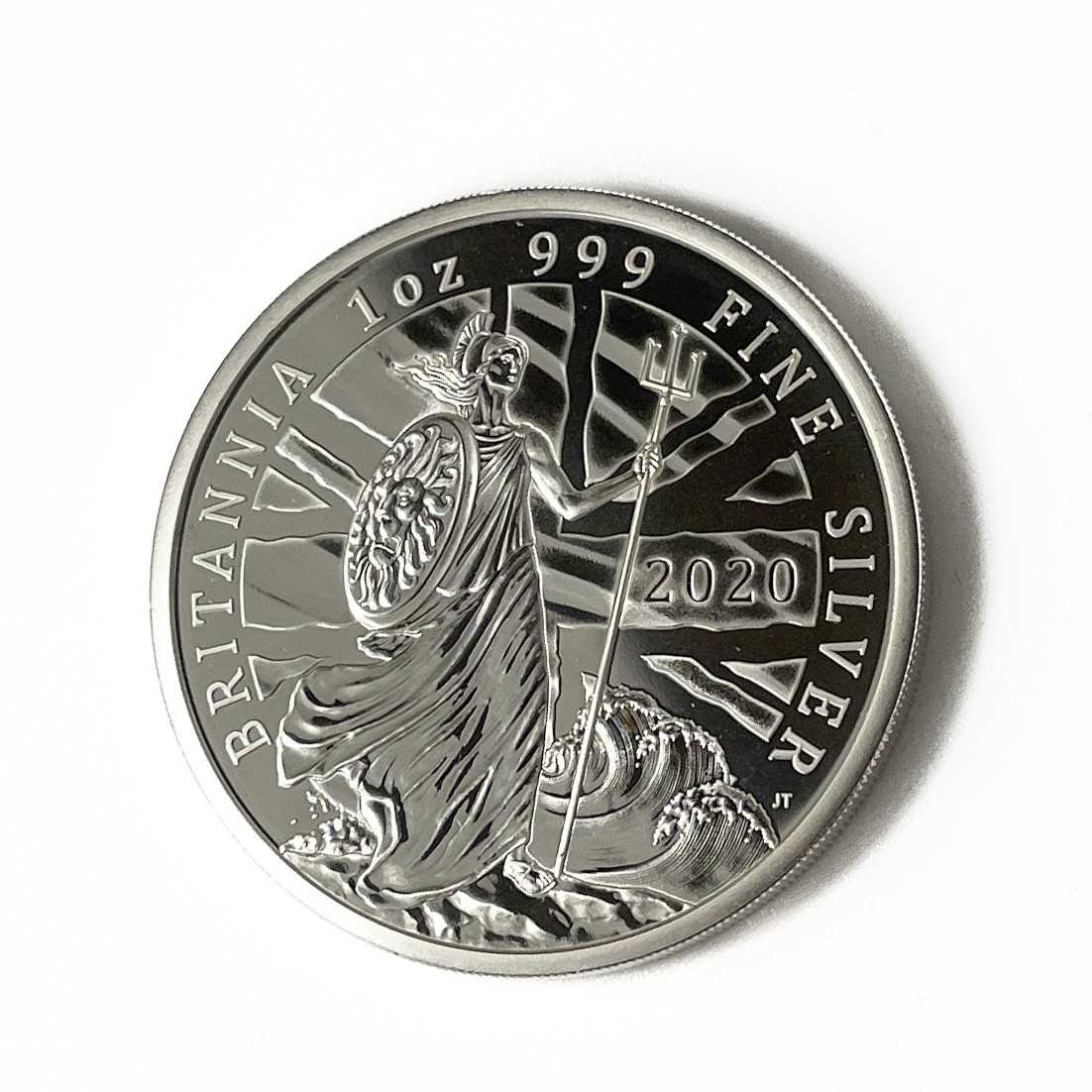 2020 Uncirculated 1 ounce Britannia PLUS 3 x £20 Fine Silver coins - Image 2 of 2