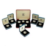 UK Silver Proof £1 1983 to 1991 inclusive coins in Royal Mint Coin Cases (x9 coins)