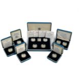 UK Silver Proof £1 coins 1992 to 2000 inclusive plus 1987 in Royal Mint Coin Cases (x10 coins)