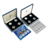UK Silver Proof '£1 Size' Pattern Coins for 2003 and 2004 in Royal Mint Boxes.