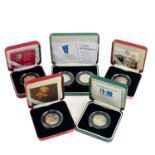 Great Britain 50 pence Silver proof cased coins. 1998 to 2005. All with certificates of authenticity