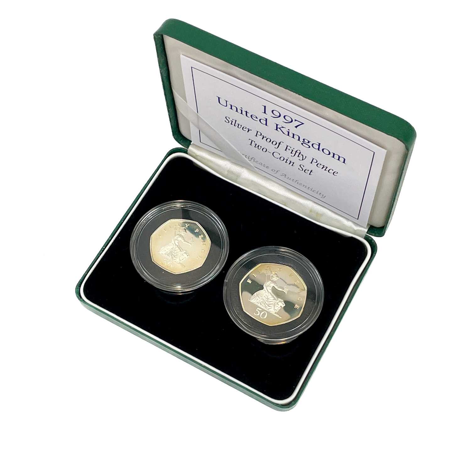 Great Britain 50 pence Silver proof cased coins 1992 to 1997 (x3). - Image 2 of 5