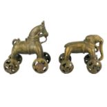Two Indian bronze temple toys, circa 1900.