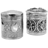 Two Indian silver canisters, 19th century.