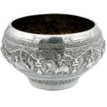 An Indian silver bowl, 19th century.