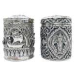 Two South East Asian silver canisters, late 19th century.