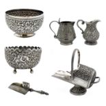 Five Indian silver items, circa 1900.