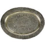 An Indian silver oval tray, circa 1900,.