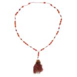A Chinese string of coral prayer beads.