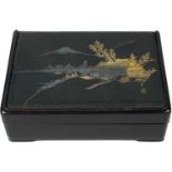 A Japanese gold and silver inlaid cigarette box, late 19th century.