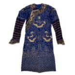 A Chinese gold metal thread embroidered dragon robe, early 20th century.