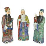 Three Chinese famille rose porcelain figures of The Immortals, 20th century.