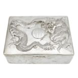 A Chinese sterling silver cigar box, circa 1900.