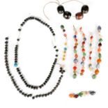 A possibly Tibetan hardstone, nut and glass bead necklace.