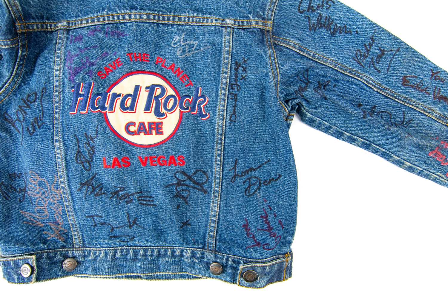 An extensively signed 'Hard Rock Cafe' Las Vegas, denim jacket. - Image 7 of 14